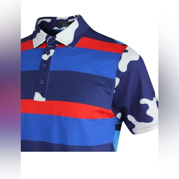 G/Fore Men’s Red,White & Blue Camo And Striped Polo Shirt-Various Sizes NWT🇺🇸 - Picture 4 of 11